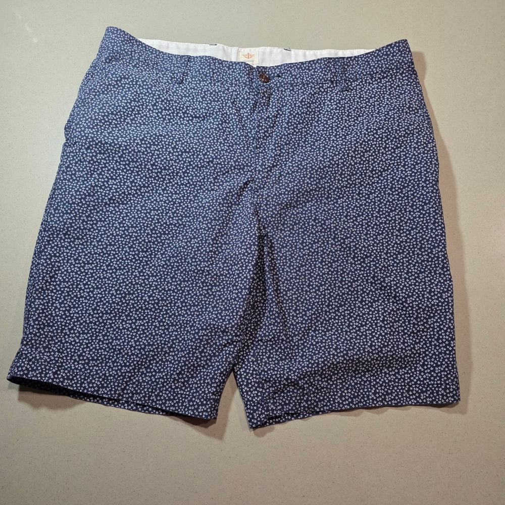 Dockers Mens Navy Blue Nautical Anchor Print Chino Shorts Size 40 Cotton